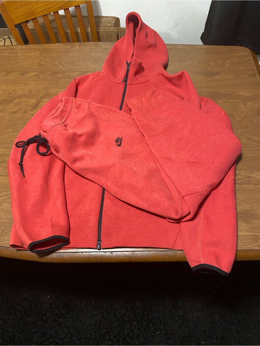 Nike Tech Red Hoodie and pants with Black Trim